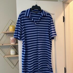 RLX Ralph Lauren Navy and Light Blue Striped Polo